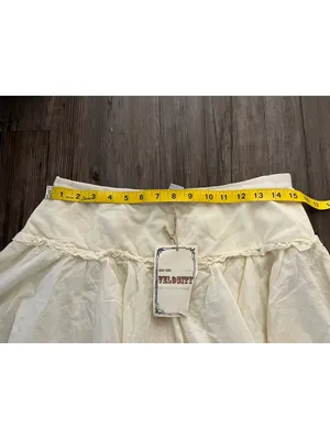 NWT VTG Velocity Layered Ruffle Tiered Mini Skirt Cream Boho thumbnail 5