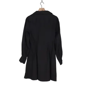 Madewell Seamed Mini Shirt Dress Womens 8 Black Cotton Long Sleeve Spread Collar thumbnail 6