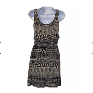 Xhilaration Black & Cream Aztec Geometric Print Sleeveless Boho Dress, Size XL thumbnail 3
