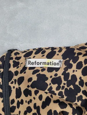 Reformation Dusk Dress Midi Animal Print Size 0 Open Back thumbnail 9
