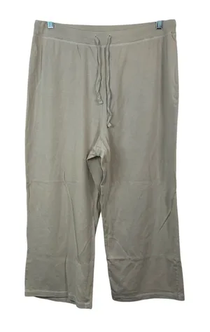 Fresh Produce Tan Beige 100% Cotton Cropped Lounge Pants Wide Leg XL Resort thumbnail 1