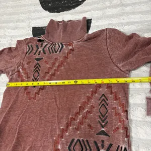 Ariat Women's Sweatshirt Turtleneck Maroon Aztec Native Western Sz M Biker Boho thumbnail 9