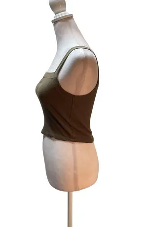 Bozzolo Mocha Brown Cropped Women's Tank Top Size Medium thumbnail 2