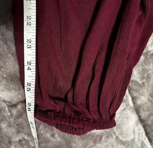 Earthbound Jumpsuit Small Burgundy Red jogger Leg Faux Wrap Sleeveless Gauze thumbnail 13