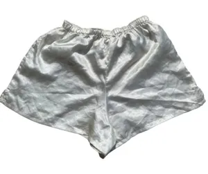 Vintage Valege White Satin Pajama Shorts Medium Boudoir Lingerie Hollywood Glam thumbnail 1