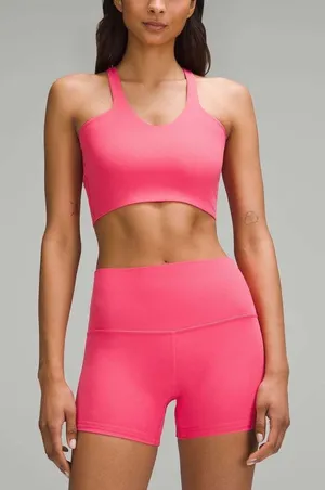 Lululemon Bend This V Reversible Sports Bra Medium Glaze Pink Pilates Yoga Gym thumbnail 1