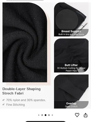 SHAPELLX Shapewear Bodysuits Tummy Control Butt Lifter removable Straps Black thumbnail 13