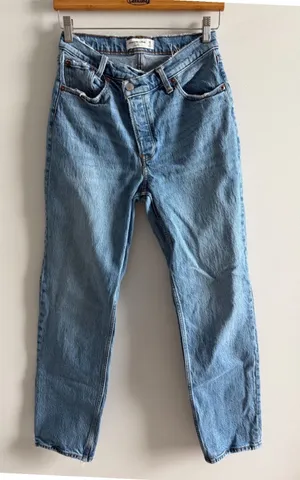 Abercrombie & Fitch Women Criss Cross Waist The Dad High Rise Jeans 26 Blue Y2K thumbnail 1