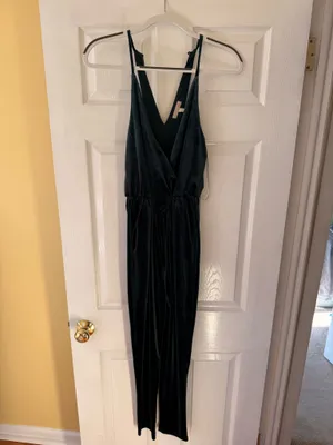 Dark Green Velvet Jumpsuit thumbnail 5