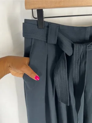 Anthropologie Navy Paperbag-Waist Tailored Trousers thumbnail 3