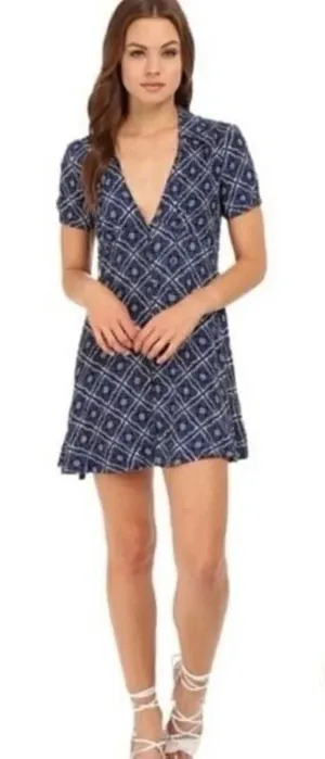 ✨Free People blue Melody Easy print mini dress✨ thumbnail 1