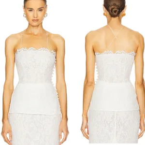HELSA The Forever Audrey Lace Camisole Elegant White Lace Top S thumbnail 2