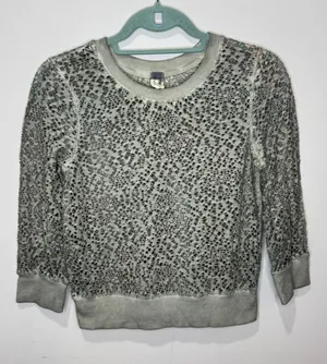 Free People We the Free Green‎ Distressed Sweatshirt Holes Sz XS 100% Cotton thumbnail 1