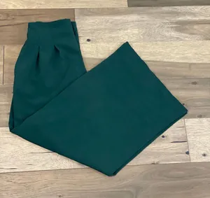 Jealous Tomato Green High Waist Wide Leg Pants Front Button Detail Pleated Sz L thumbnail 1