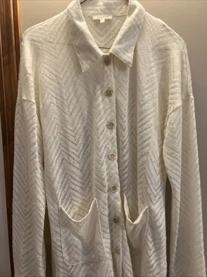 Mystree Cream Lightweight Open Knit Button Cardigan thumbnail 6