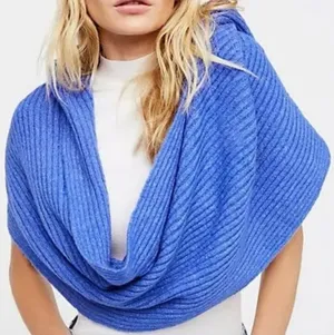 Free People Bottom Line Hooded Boho Preppy Coastal Fisherman Infinity Scarf OS thumbnail 1