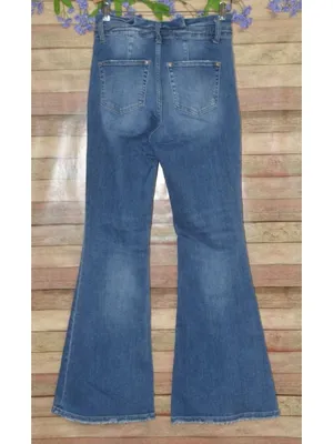 Rockin C Jeans Womens 28 Bell Bottom Flare Highrise Paper Bag Waist Retro Rodeo thumbnail 6
