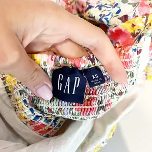 Gap Floral Puff-Sleeve Square Neck Smocked Babydoll Mini Dress Multicolor XS thumbnail 4