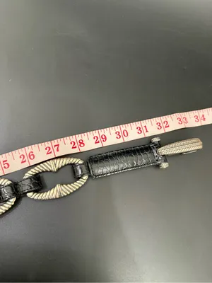 Vintage BRIGHTON B3094 Black Croc Leather Silver-plated Oval Links Belt Size 32 thumbnail 10