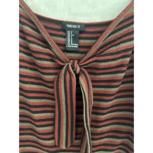 Forever 21 Jumpsuit Womens Small Striped Wide Leg Tie Front Ribbed Knit Multi‎ thumbnail 2