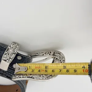 Nocona Size S Black Leather Floral Embroidered Rhinestone Western Cowgirl Belt thumbnail 11