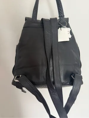 NWT Vintage Beau Swan Spain Black Leather Backpack Purse thumbnail 3