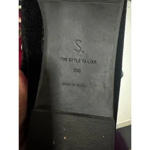 Sappun Black Teal Velvet Mary Jane Ballet Flats Buckle Strap Size Approx US 6.5 thumbnail 7