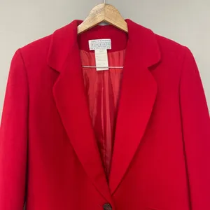 Vintage Saks Fifth Avenue Wool Blazer Nylon Cashmere Red Folio‎ Collection Women thumbnail 3