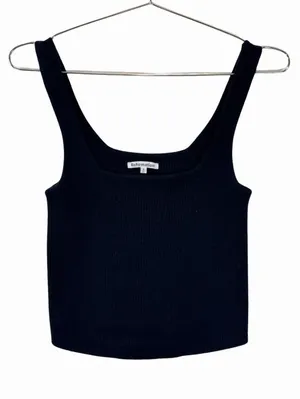 Reformation Women Top Black Julia Ribbed Sweater Tank Cashmere Square Neck Small thumbnail 1