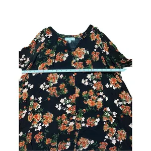 Umgee black‎ red floral tunic bell sleeves cottagecore sz XL thumbnail 4