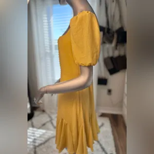 Anthro ASTR the Label Yellow Wendy Puff Sleeve Mini Dress M thumbnail 3