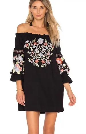 Free People Fleur‎ Du Jour Embroidered Mini Dress Size Small thumbnail 1