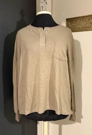 Urban Outfitters Out From Under Long-Sleeve Henley Fleece Shirt with Snap Front thumbnail 1