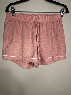 Kikit Pink Seersucker Pajama Lounge Sleep‎ Shorts Drawstring Piped Trim thumbnail 2