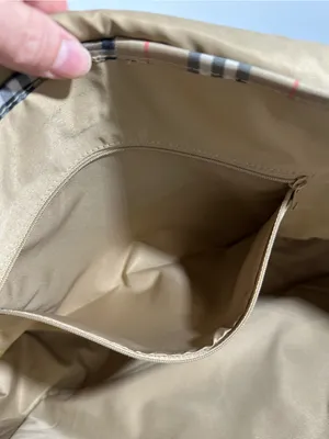 Burberry Fragrance Messenger Bag Tan Beige Plaid Trim Crossbody Adjustable thumbnail 14