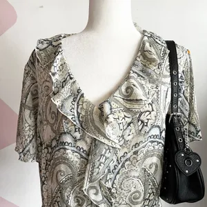 Paisley Ruffle Top,‎ Boho, Y2K, Indie Sleaze, Vintage, 70s, Festival, Hippie, XL thumbnail 2