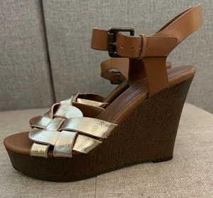 Gold & brown wedge heels! Size 6 thumbnail 1