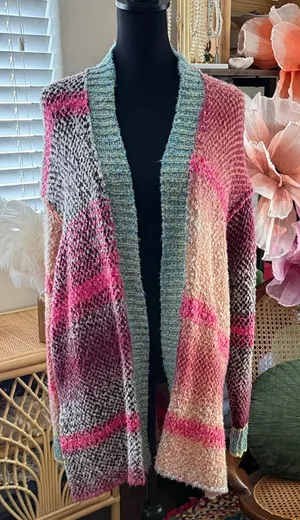 Free People Orchid Cloud Daydreamer Open Front Oversized Boho Knit Cardigan thumbnail 1