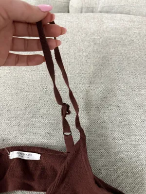 Peppermayo | Chocolate Brown Knit Mini Dress | Size 6 thumbnail 5