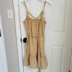 Hem & Thread Striped Ruffle Hem Spaghetti Strap Dress with Tie Waist thumbnail 5
