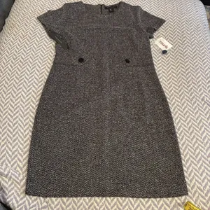 Tahari Womens Carrier Office Casual Pencil Tweed Gray Dress Sz S NWT thumbnail 2