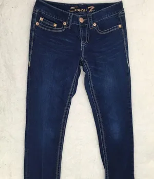 Seven7 Cropped Skinny Embroidered Pockets Double 7 sz 8 thumbnail 1