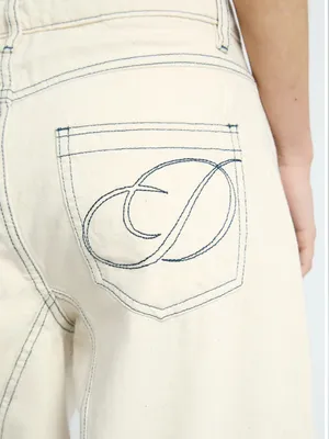 Daisy Street Faye Barrel Leg Embroidered Denim Contrast-Stitch Garment Sz XL thumbnail 15