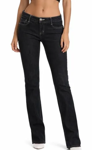 Y2K Low Rise Dark Blue Denim Jeans Early 2000's 32/32 Festival Western Indie thumbnail 1