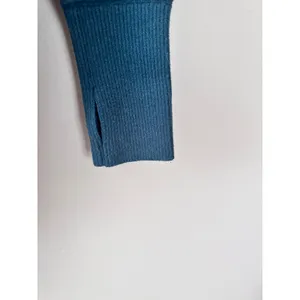 Aerie Offline Green Knit Scoop Neck Women's Long Sleeve Top thumbnail 2
