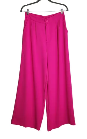Haute Monde Neon Pink Wide Leg Trouser Pants Size Medium NWT thumbnail 1
