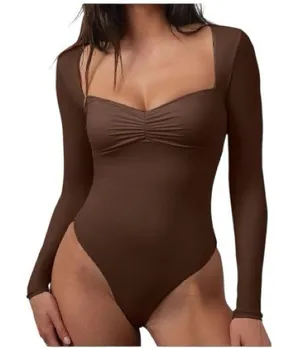 CHYRII Womens Sexy Square V Neck Bodysuit M thumbnail 1