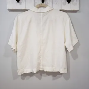 Madewell White Linen Camp Shirt Womens M Button Front Resort Short Sleeve thumbnail 3