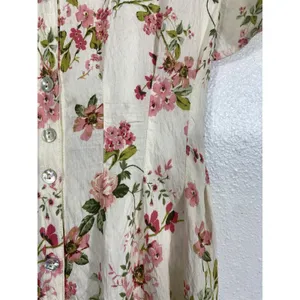 Figueroa & Flower Boho Shirt Dress Medium Beige Floral Cottagecore Retro Prairie thumbnail 6
