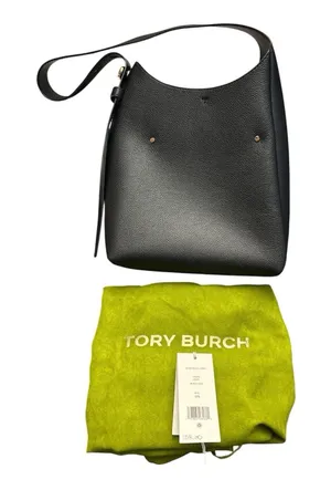 Tory Burch Romy Small Hobo Bag Pebbled Leather Crossbody Black New w/tag thumbnail 1